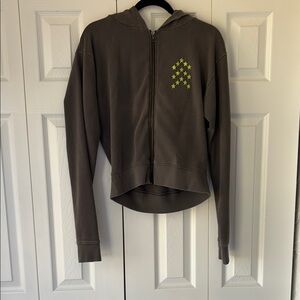 Charcoal Zip-Up Hoodie with Star Pattern